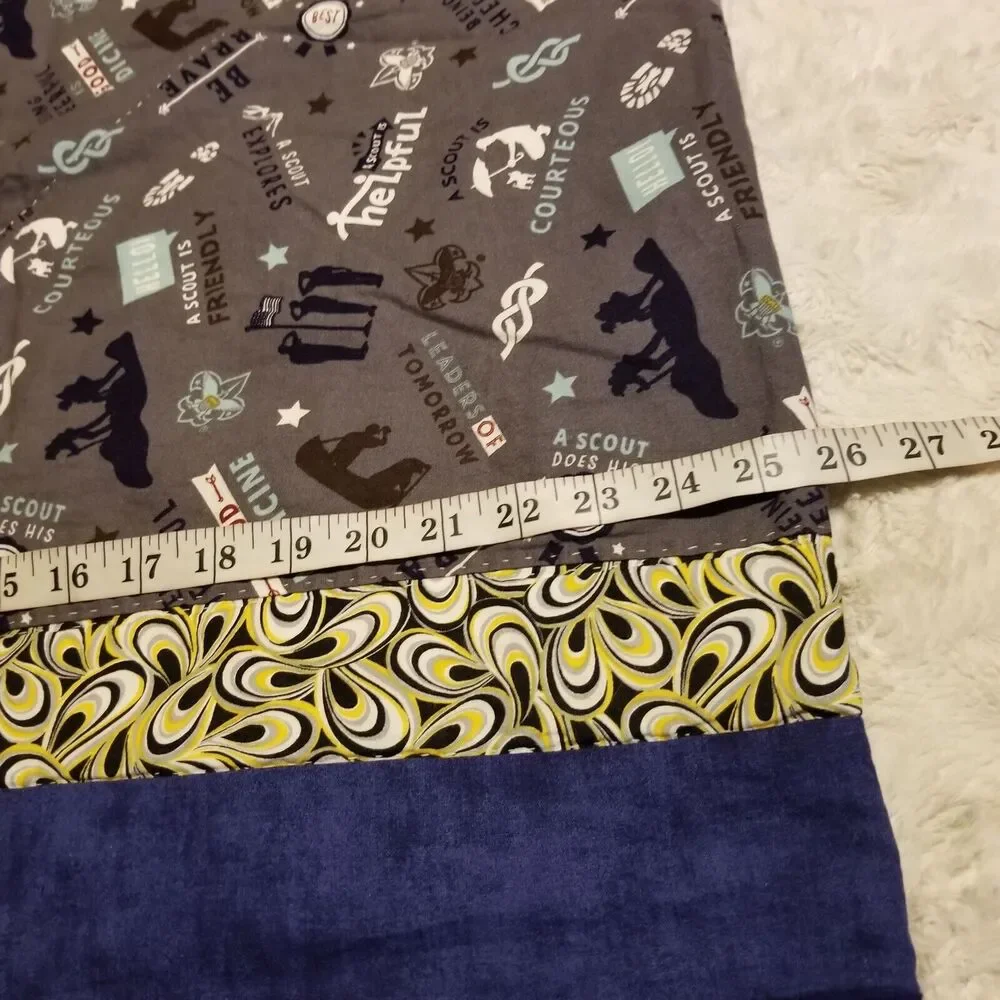 Boy Scouts of America (BSA) Blanket Throw Blue Gray Yellow Handmade Cotton